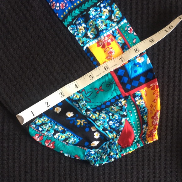 NWOT Kori Boho Waffle Knit Fabric Inset Balloon Sleeve Top, size Medium ❤️ - Picture 14 of 15